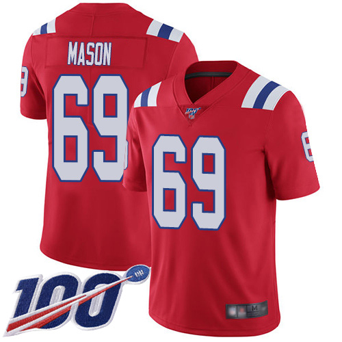 New England Patriots Football #69 Vapor Untouchable 100th Season Limited Red Men Shaq Mason Alternate NFL Jersey